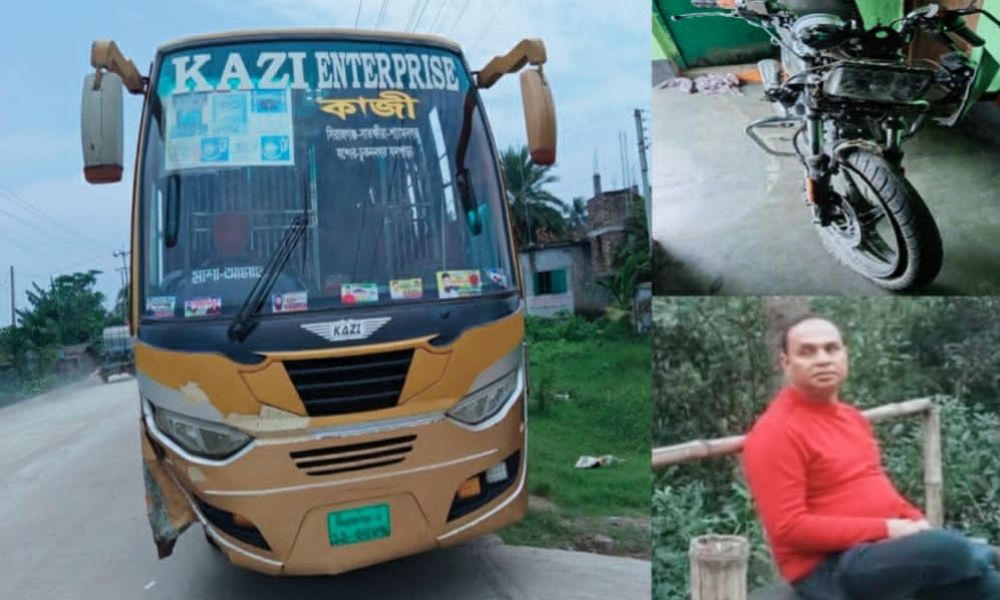 দেবহাটায় বাস-মোটরসাইকেল সংঘর্ষে মৎস্য ব্যবসায়ী নিহত, বাস আটক